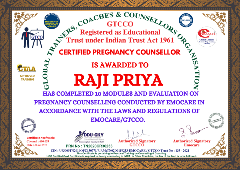 CERTIFIED PREGNANCY COUNSELLOR - shaadicounselling.com CERTIFIED PREGNANCY COUNSELLOR