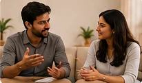 AI-created image of a couple learning to communicate and listen to each other